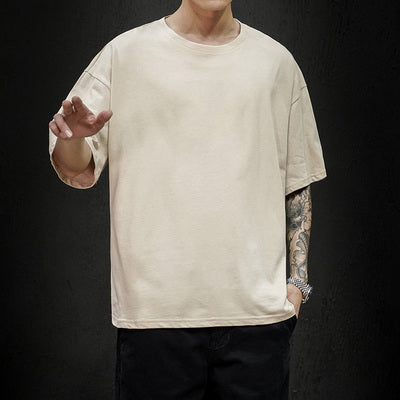 Men's Casual Cotton Short Sleeve Tee - Oversized Streetwear