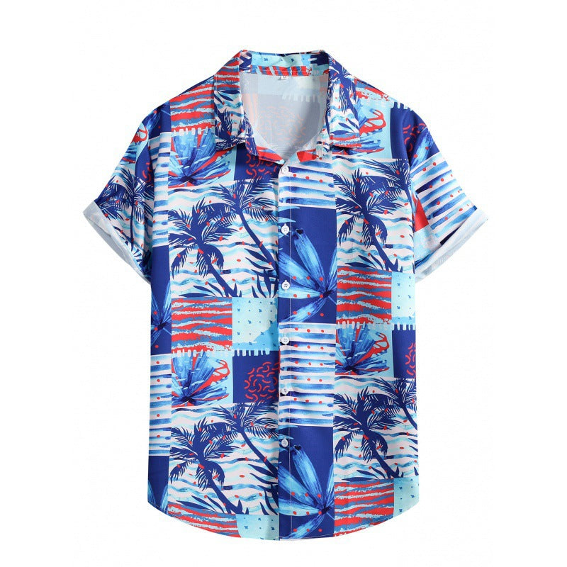 2023 Men's Loose Printed Casual Beach Shirt