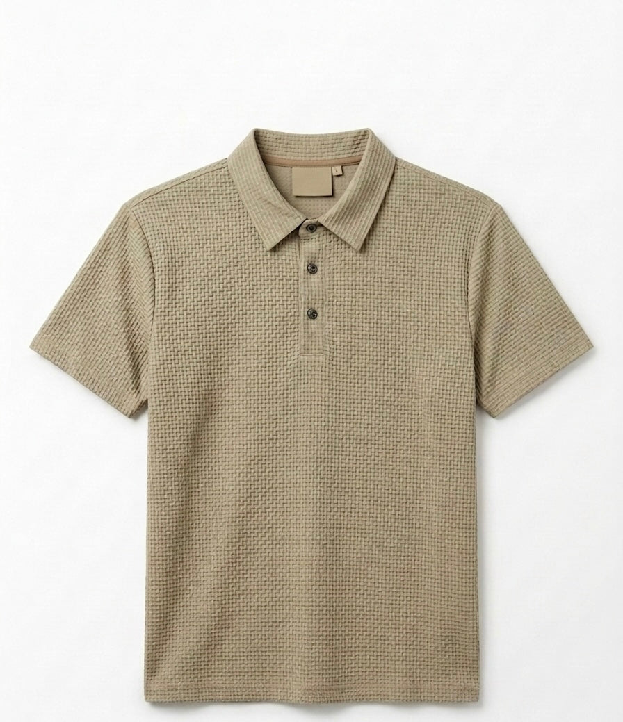 Waffle-Knit Polo