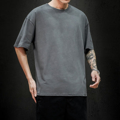 Men's Casual Cotton Short Sleeve Tee - Oversized Streetwear