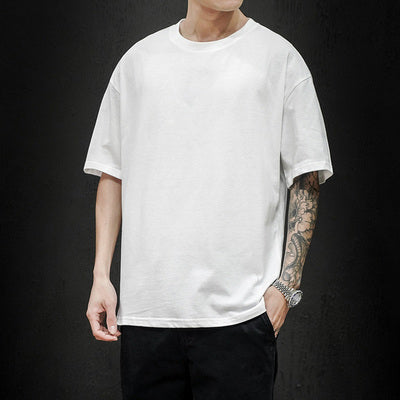 Men's Casual Cotton Short Sleeve Tee - Oversized Streetwear