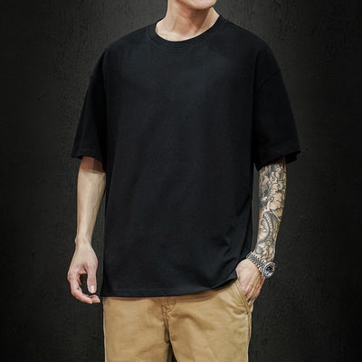 Men's Casual Cotton Short Sleeve Tee - Oversized Streetwear