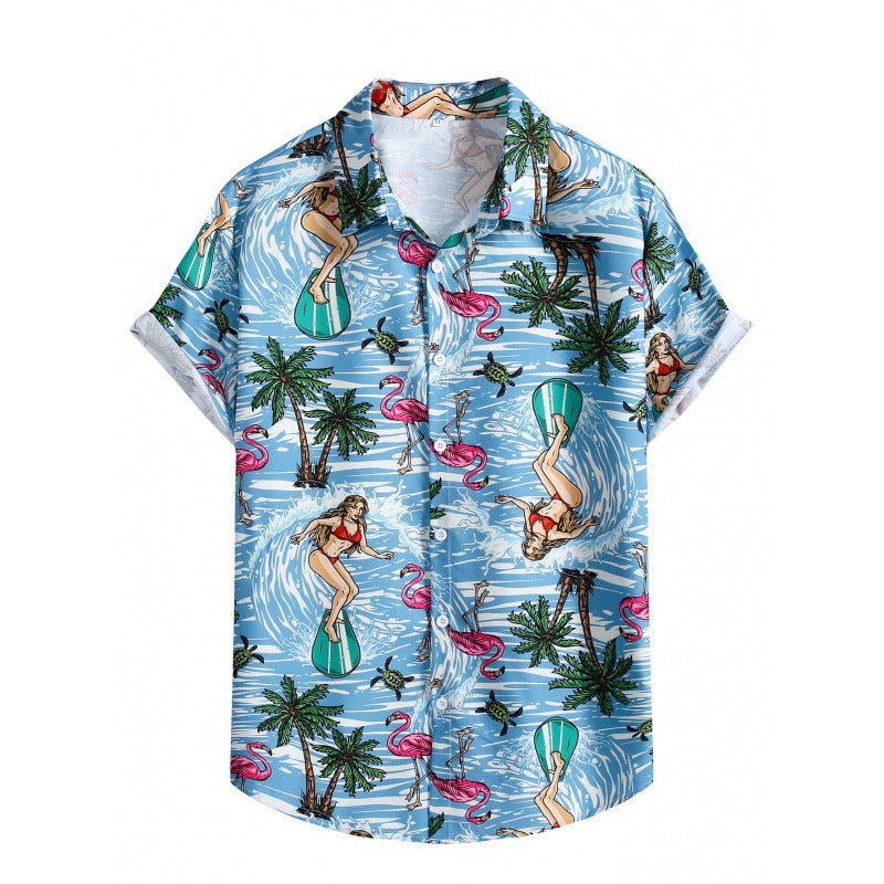 2023 Men's Loose Printed Casual Beach Shirt