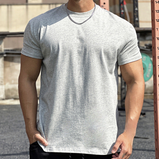 Oversized Cotton Round Collar Sports T-Shirt for Men