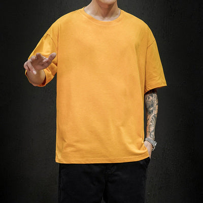 Men's Casual Cotton Short Sleeve Tee - Oversized Streetwear