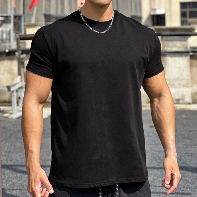 Oversized Cotton Round Collar Sports T-Shirt for Men