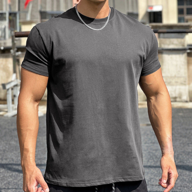 Oversized Cotton Round Collar Sports T-Shirt for Men