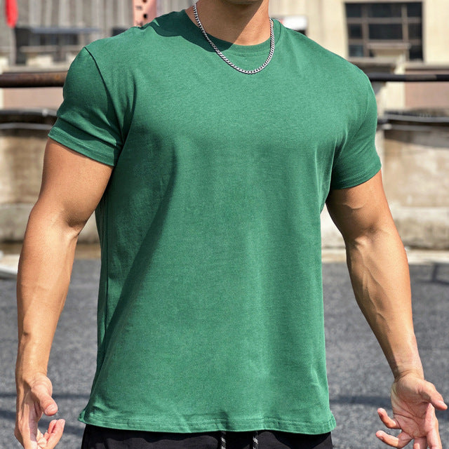 Oversized Cotton Round Collar Sports T-Shirt for Men