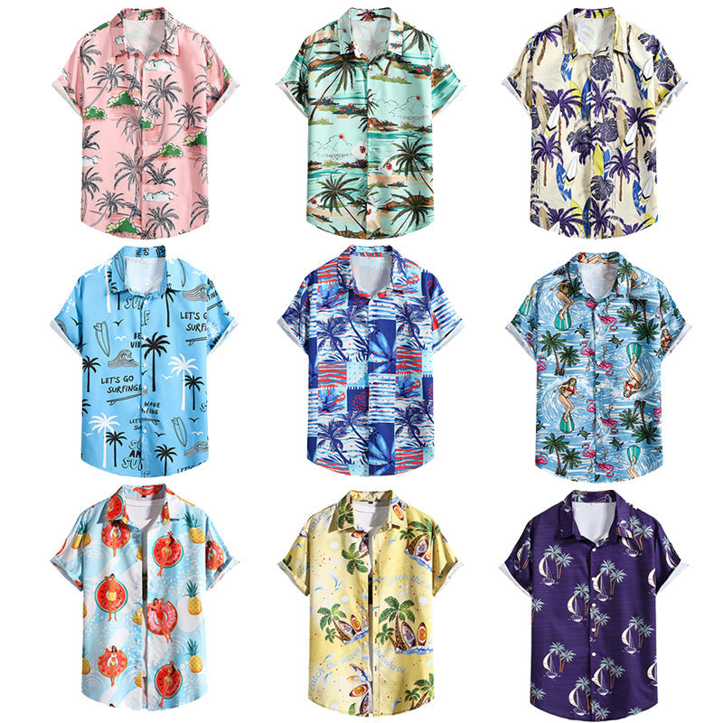 2023 Men's Loose Printed Casual Beach Shirt
