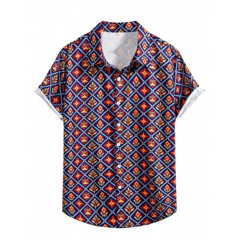 2023 Men's Loose Printed Casual Beach Shirt
